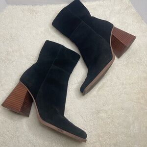 Crown Vintage Black Suede Heeled Boots